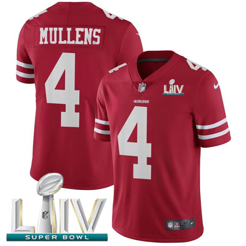 San Francisco 49ers Nike 4 Nick Mullens Red Super Bowl LIV 2020 Team Color Men Stitched NFL Vapor Untouchable Limited Jersey